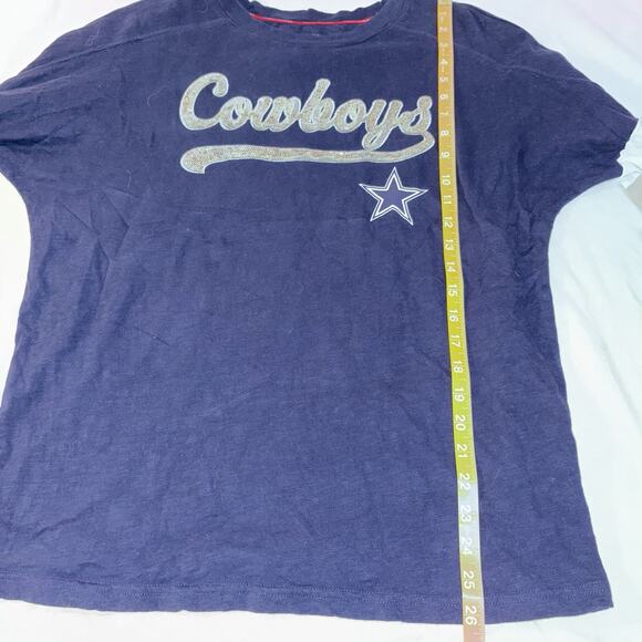 NFL x Tommy Hilfiger Cowboys football long sleeve T Shirt Sequined Size Medium - Picture 9 of 9